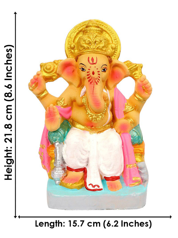 8.5 Inch Tarun Eco Friendly Ganpati Ganesha Murti in Raja Pose of Ganpati