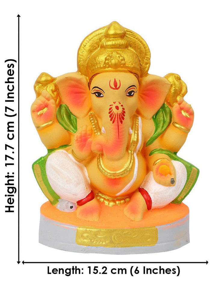 7 Inch Bhuvanpati Eco-Friendly Ganesha Idol Ardha Siddhasana Pose of Ganpati