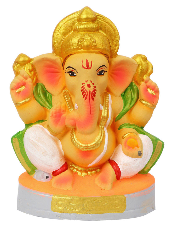 7 Inch Bhuvanpati Eco-Friendly Ganesha Idol Ardha Siddhasana Pose of Ganpati