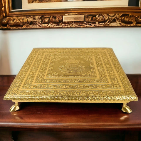 Wooden Kalash Chowki - 12 Inch