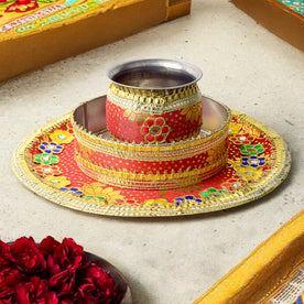 Multicolor Karwa Chauth Thali Set