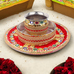 Red with golden Karwa Chauth Thali Set