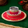 Designer Red Velvet Thali for Pooja
