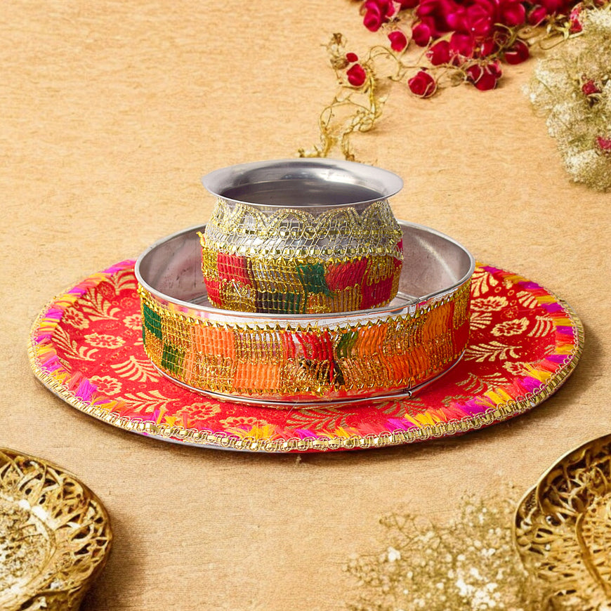 Vibrant Traditions Multicolor Karwa Chauth Thali Set