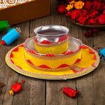 Handcrafted Yellow Karwa Chauth Thali Set - 3pc