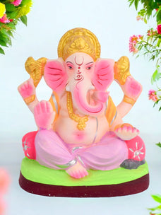 6.5 Inch Vighnaharta Eco-Friendly Ganesha Idol in Padmasana Pose of Ganpati