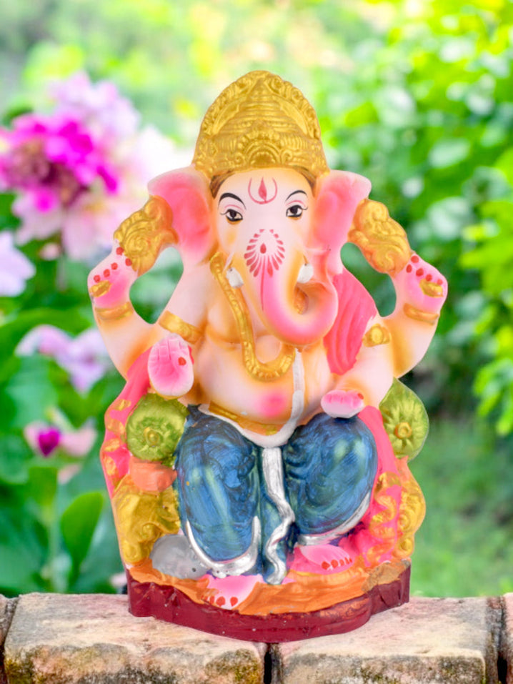 9 INCH Eco-Friendly Ganesh Ji Sitting on Shinghasan
