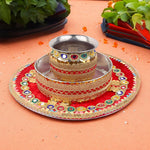 Red with golden Karwa Chauth Thali Set