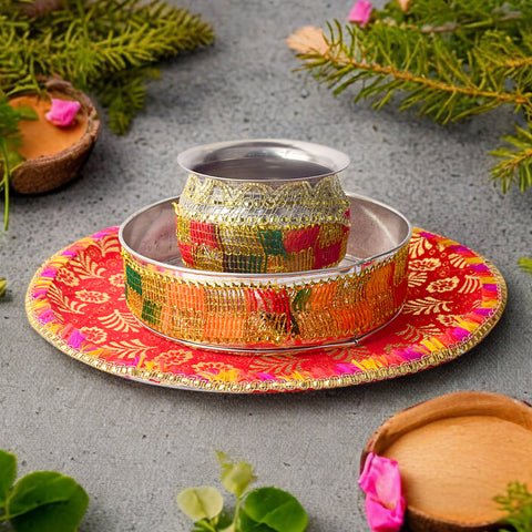 Vibrant Traditions Multicolor Karwa Chauth Thali Set