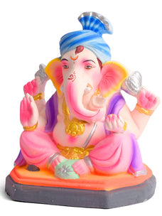Colorful 8 INCH Eco-Friendly Ganesha Idol in Sitting Pose