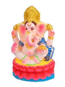 10.5 Inch Pitambara Eco-Friendly Ganesha Idol in Padmasana Pose of Ganpati
