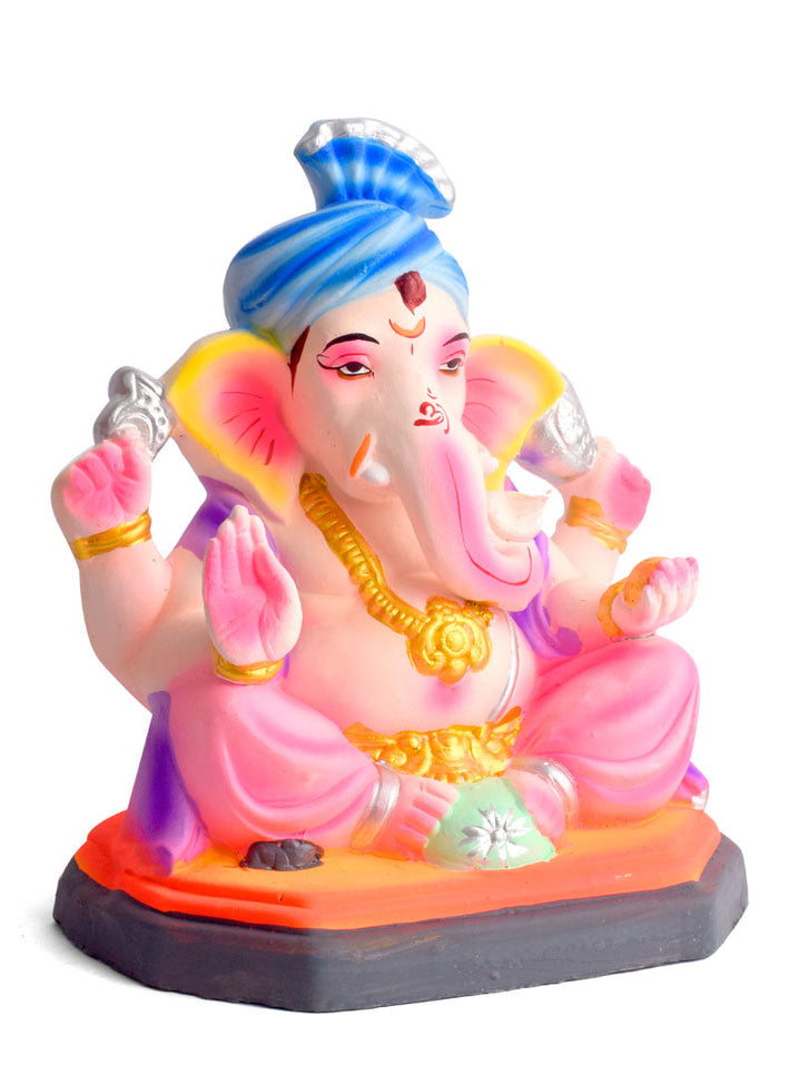 Colorful 8 INCH Eco-Friendly Ganesha Idol in Sitting Pose