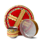 Red with golden Karwa Chauth Thali Set