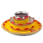Handcrafted Yellow Karwa Chauth Thali Set - 3pc