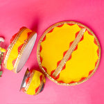 Handcrafted Yellow Karwa Chauth Thali Set - 3pc