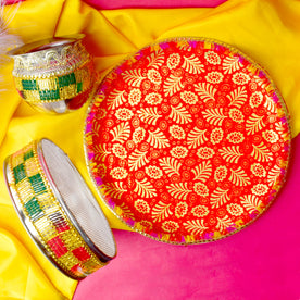Vibrant Traditions Multicolor Karwa Chauth Thali Set