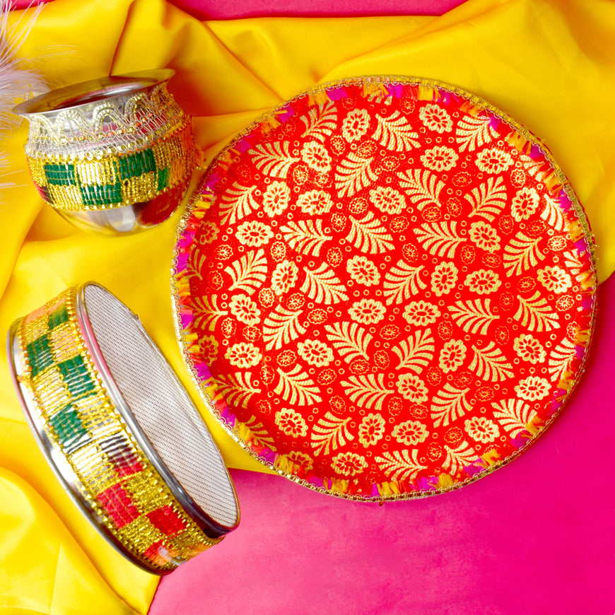 Vibrant Traditions Multicolor Karwa Chauth Thali Set