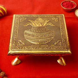 Wooden Kalash Chowki - 6 Inch