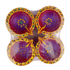 4 Clay Diya Set Multicolor