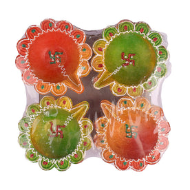 4 Piece Clay Diya Set