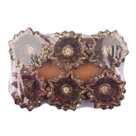 6 Decorative Clay Diya Set