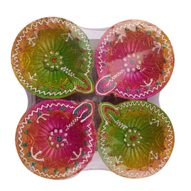 Clay Diya Multicolor 4 pc set