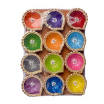 12 Pc Multicolor Clay Diya
