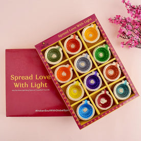 Set of 12 Clay Diya