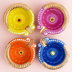 Set of 4 Clay Diya