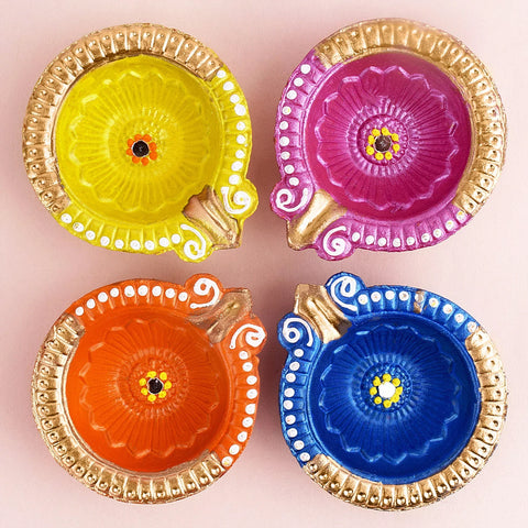 Set of 4 Clay Diya