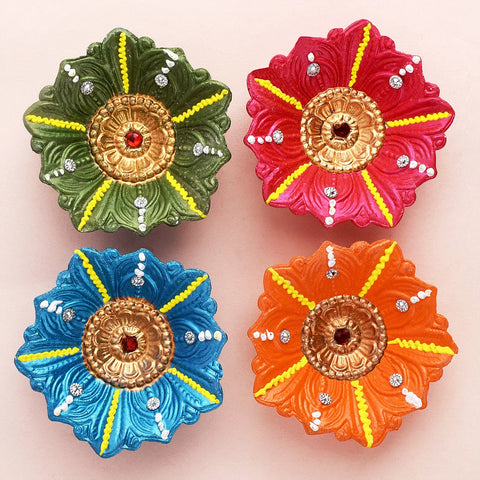 Set of 4 Clay Diya