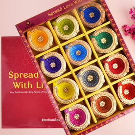 Set of 12 Clay Diya