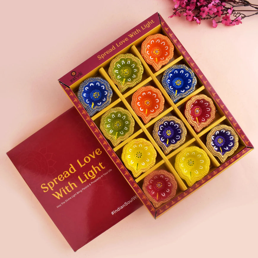 Set of 12 Clay Diya