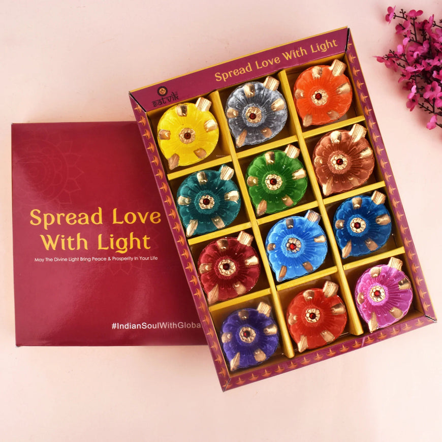 Set of 12 Clay Diya