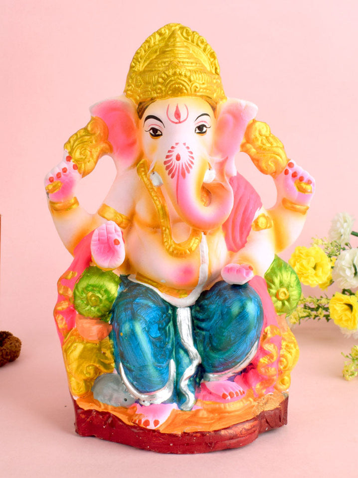 9 INCH Eco-Friendly Ganesh Ji Sitting on Shinghasan
