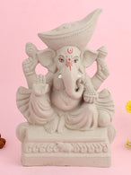 Plain 11 Inch Padmasana Ganpati With Mavala Pagdi