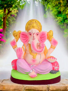 6.5 Inch Vighnaharta Eco-Friendly Ganesha Idol in Padmasana Pose of Ganpati