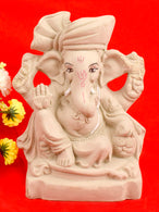 Plain 6.5 Inch Alampata Eco-Friendly Ganesha Idol in Raja Pose