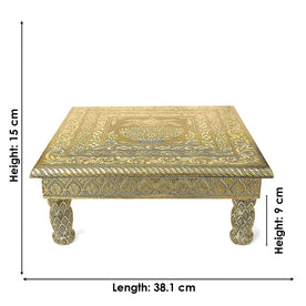 Wooden Kalash Chowki - 14 Inch