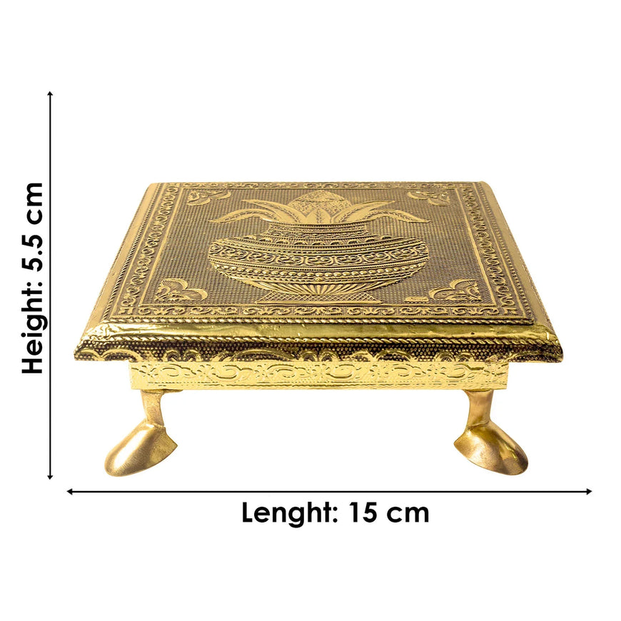 Wooden Kalash Chowki - 6 Inch