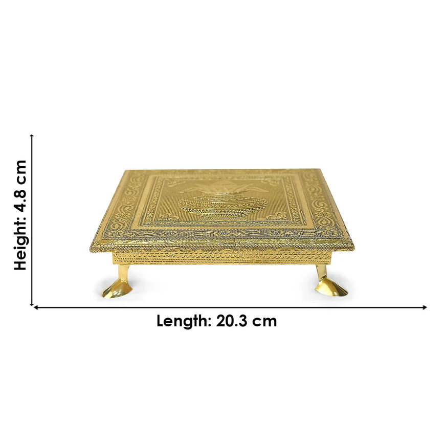 Wooden Kalash Chowki - 8 Inch