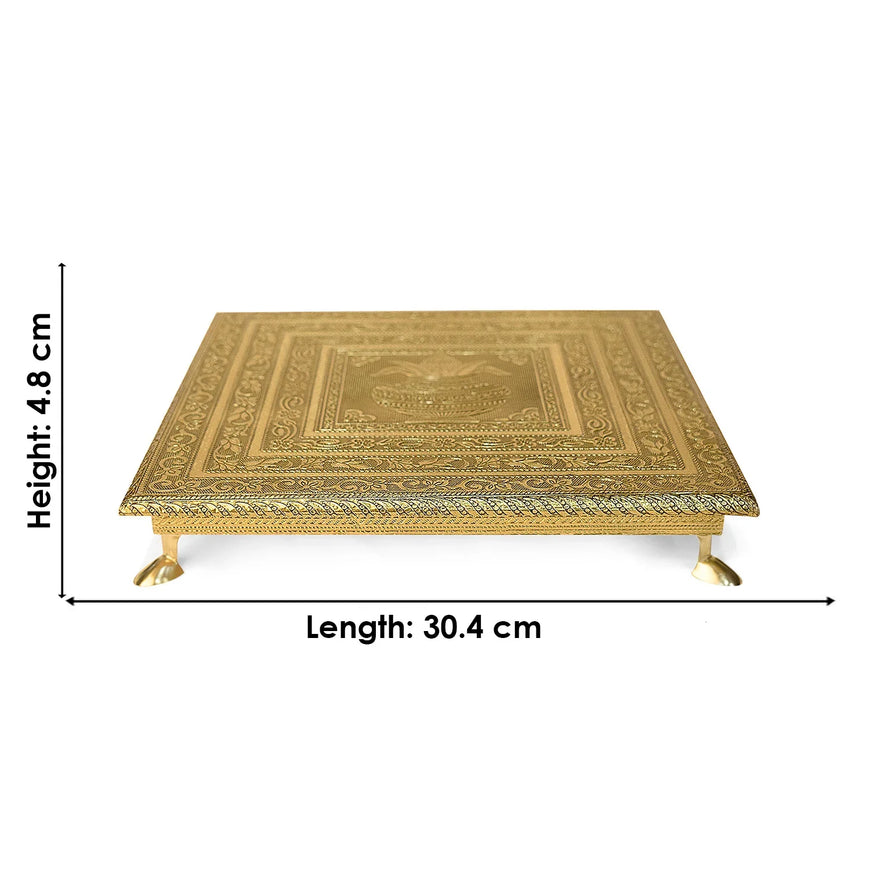 Wooden Kalash Chowki - 12 Inch