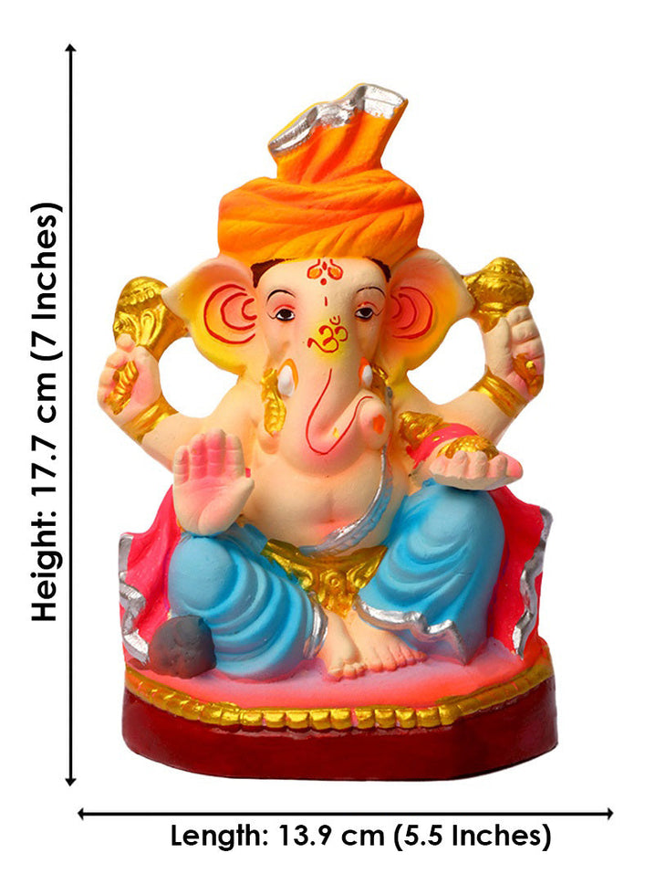 7 INCH Buddhividhata Eco-Friendly Ganesha Idol in Padmasana Pose of Ganpati