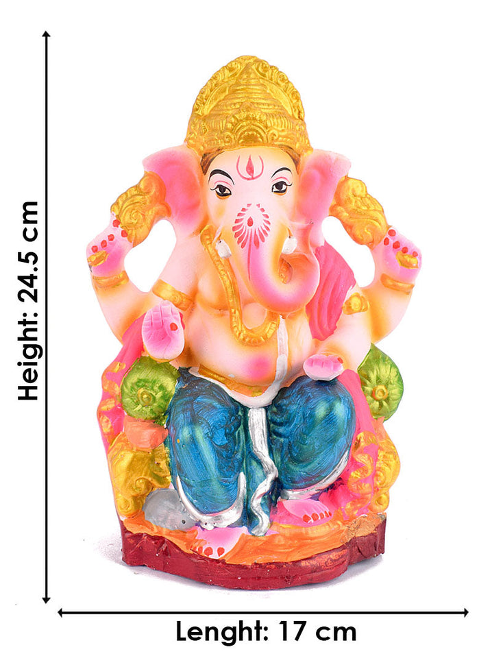 9 INCH Eco-Friendly Ganesh Ji Sitting on Shinghasan