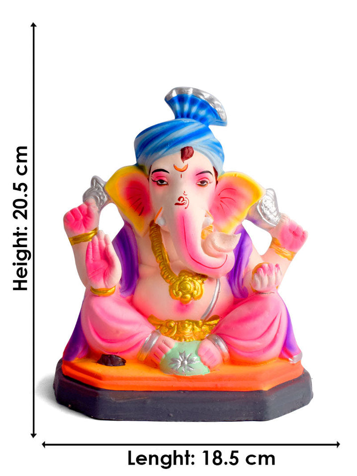 Colorful 8 INCH Eco-Friendly Ganesha Idol in Sitting Pose