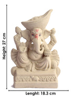 Plain 11 Inch Padmasana Ganpati With Mavala Pagdi