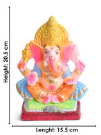 8 Inch Yadhvasin Eco-Friendly Ganesha Idol in Gajanan Pose with Sky Blue Patka