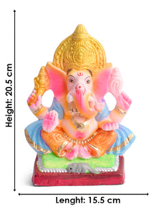 8 Inch Yadhvasin Eco-Friendly Ganesha Idol in Gajanan Pose with Sky Blue Patka