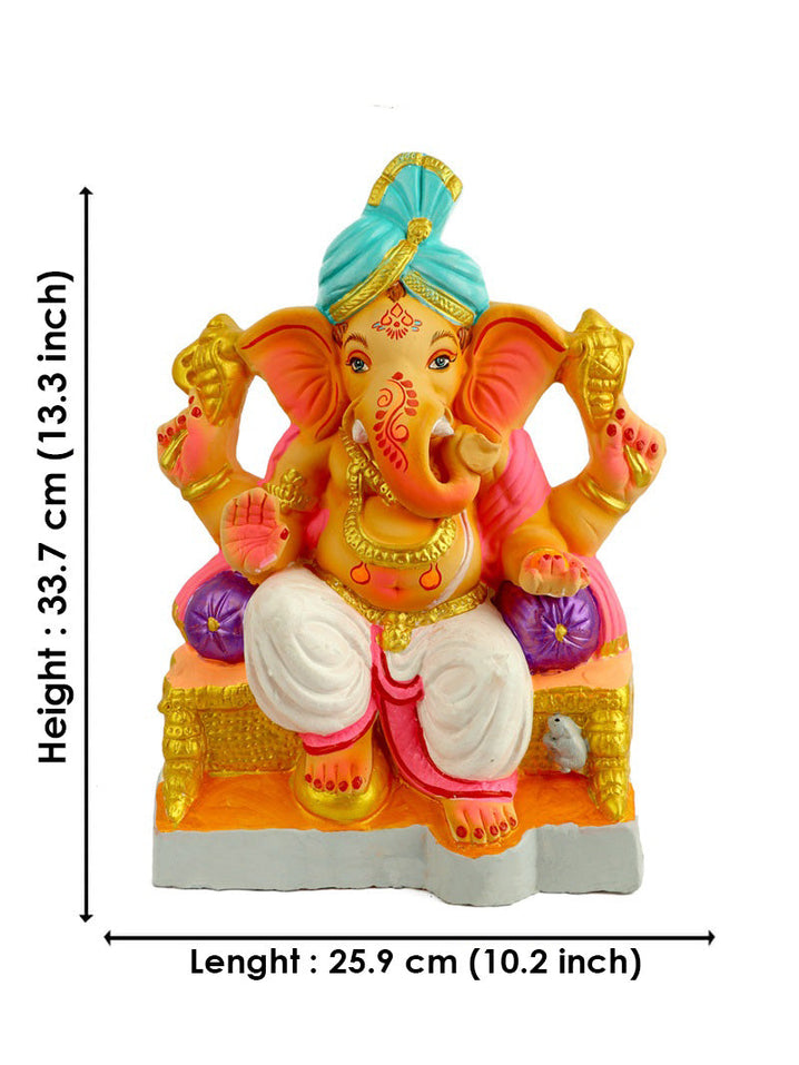 13 INCH Manomay Eco Friendly Ganesha Idol in Raja Pose of Ganpati