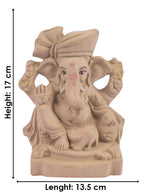 Plain 6.5 Inch Alampata Eco-Friendly Ganesha Idol in Raja Pose